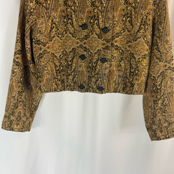 90s Paisley Tapestry Cropped, Blazer, Cotton Dark Academia Cottagecore Jacket M - Picture 4 of 12